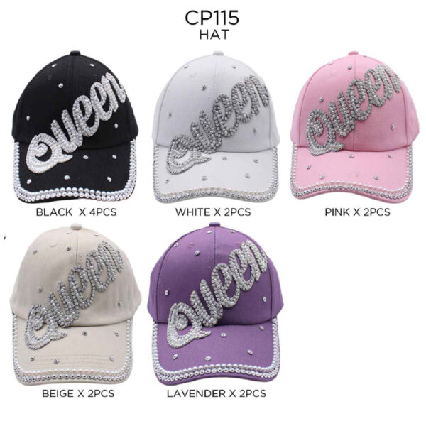 CP115 ASST Queen Rhinestone Baseball Cap (3PCS)