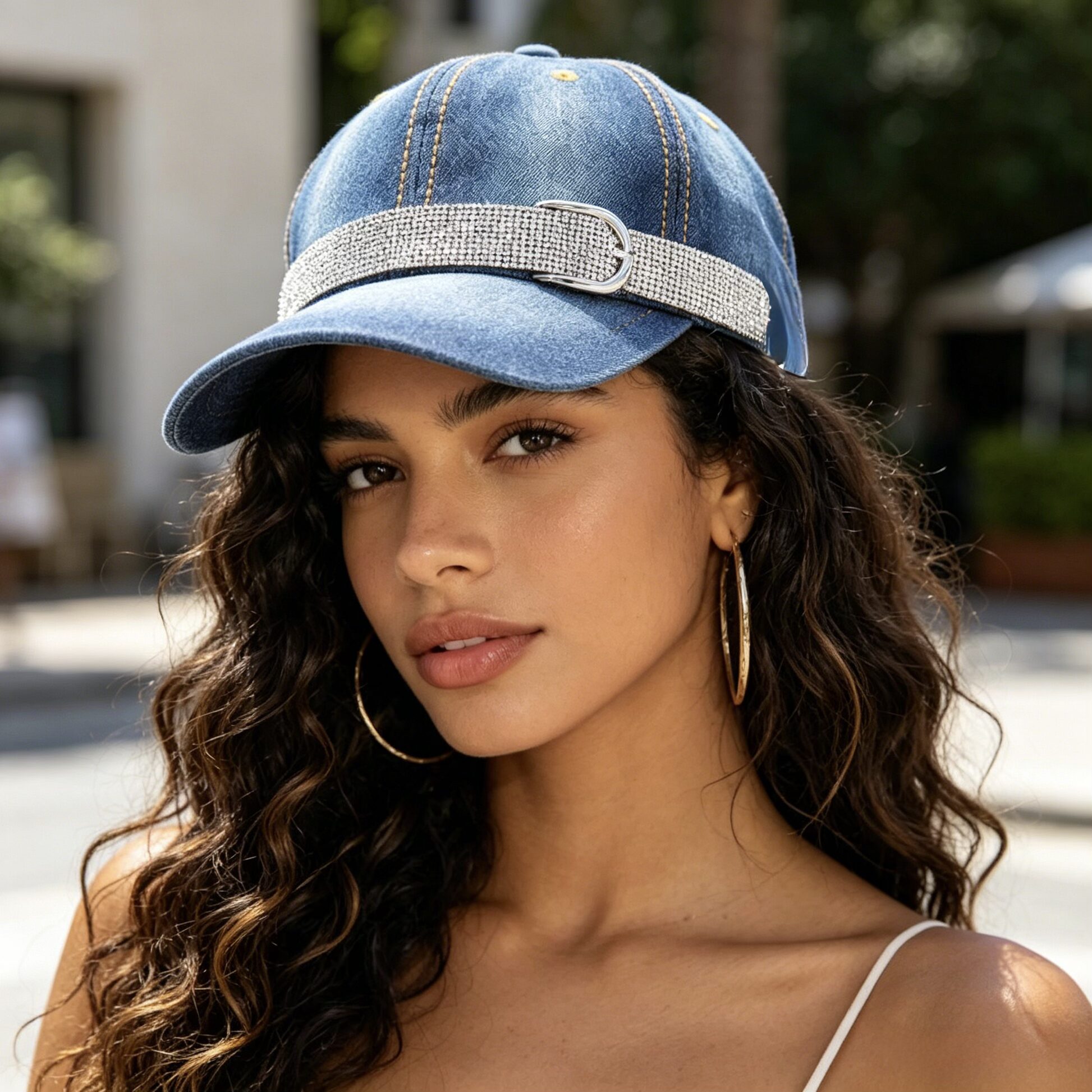 CP111 ASST Belt Rhinestone Baseball Cap (3PCS)