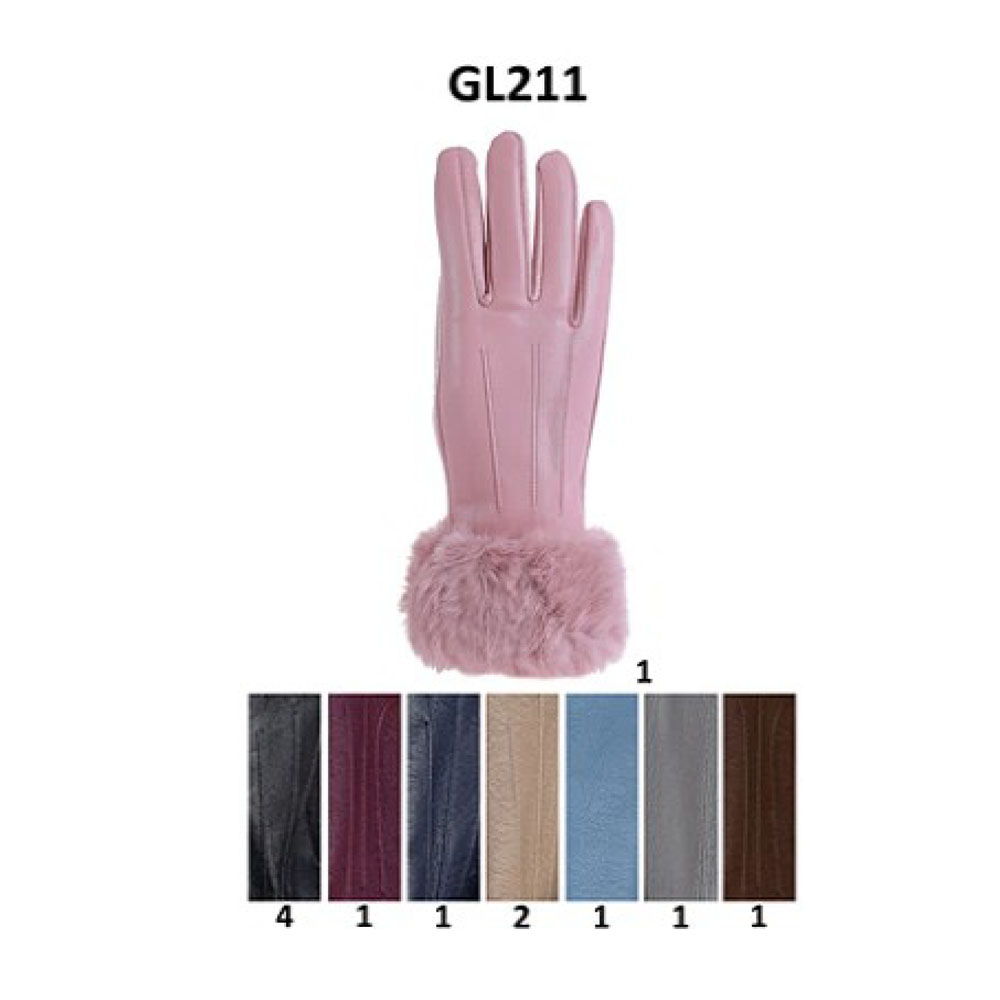 GL211 ASST Faux Leather Fashion Gloves (3pcs)