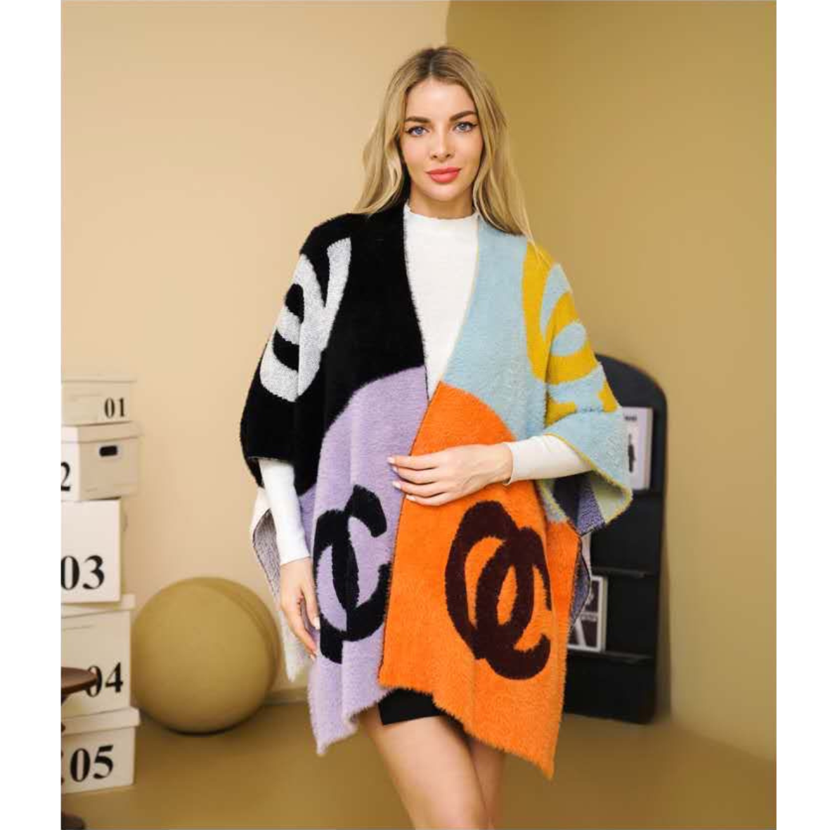 P6206 MT Color Furry Shawl Scarf