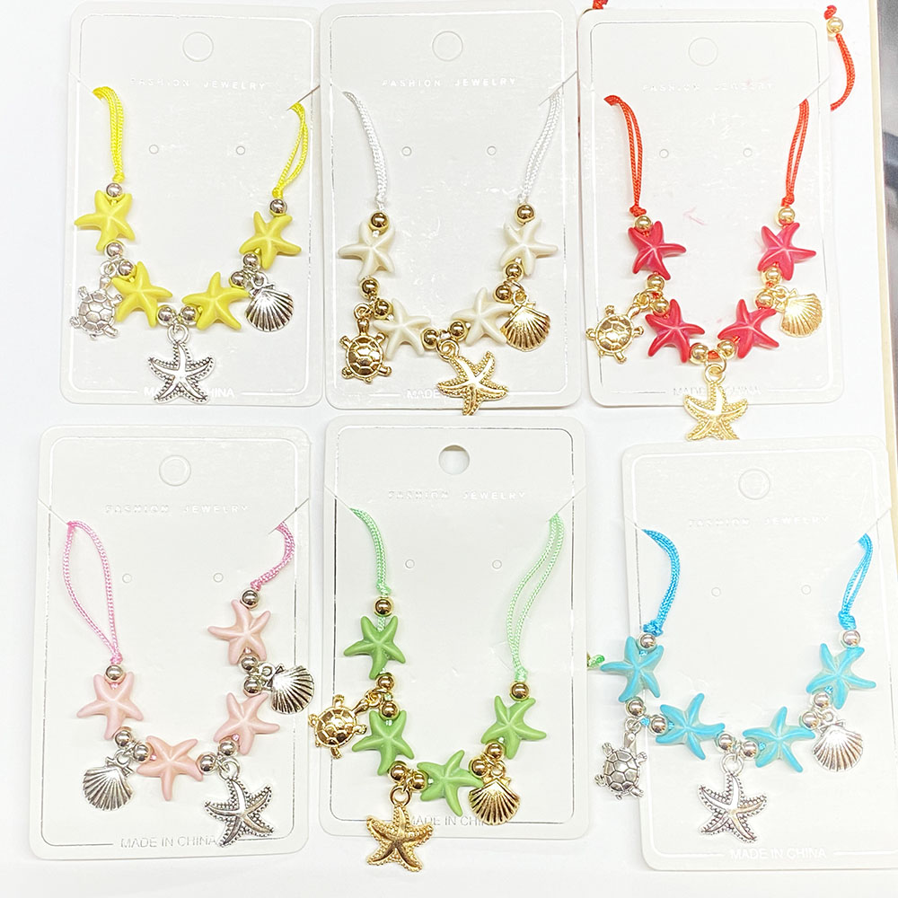 BRC0493 ASST Seashells Charm Adjustable Bracelets (12pcs)