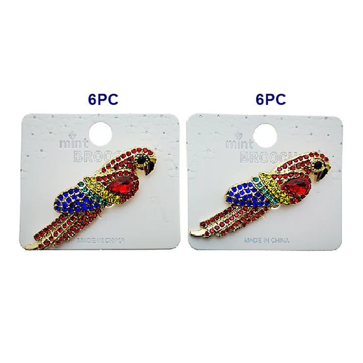JAH-50271 GS Parrot Rhinestones Brooch (12pcs)