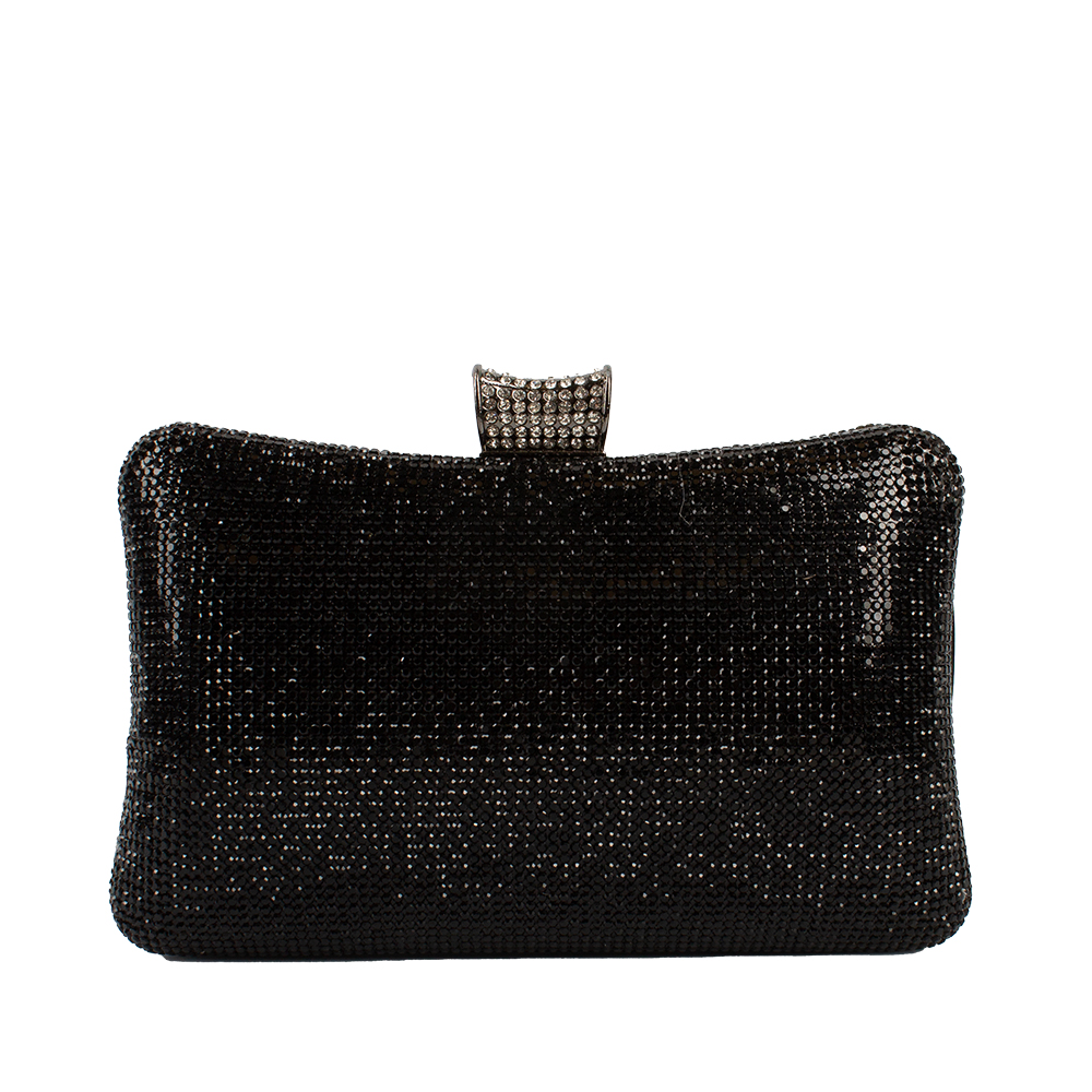 CO32065 BK Rhinestones Evening Clutch