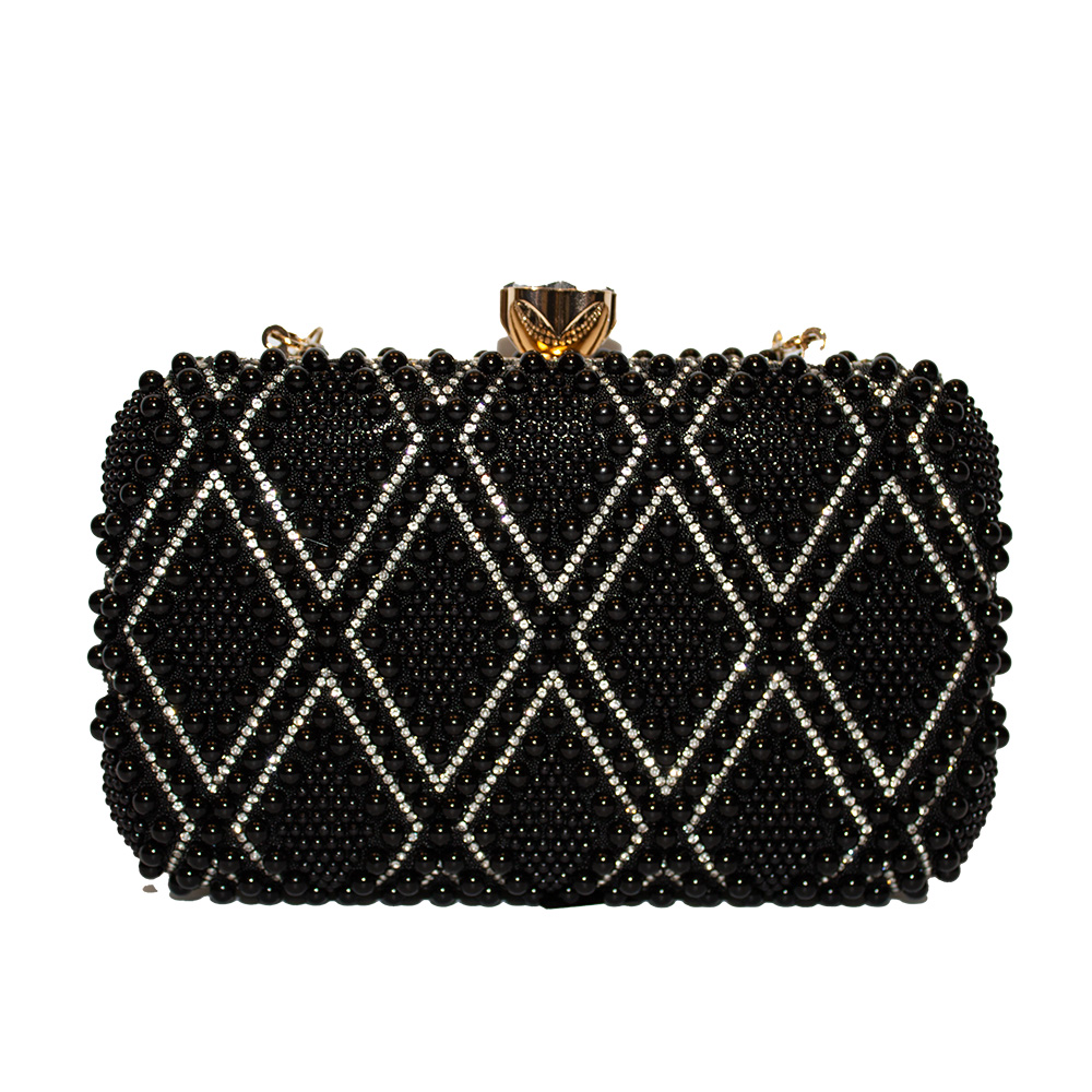 CO32027 BK Pearl Ladies Clutch Bag