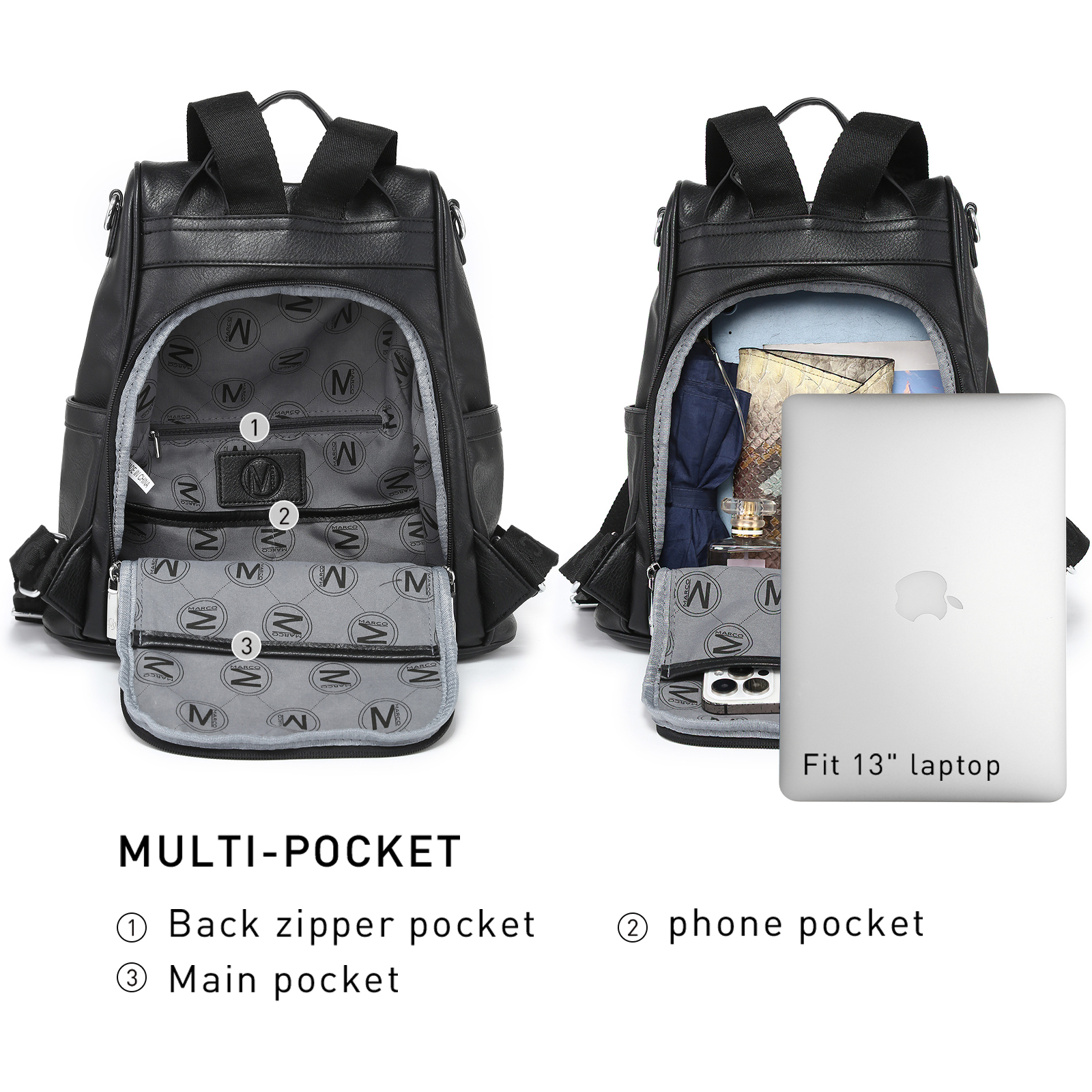 XL-M-8986 BK/BK Fashion Backpack 2 N 1