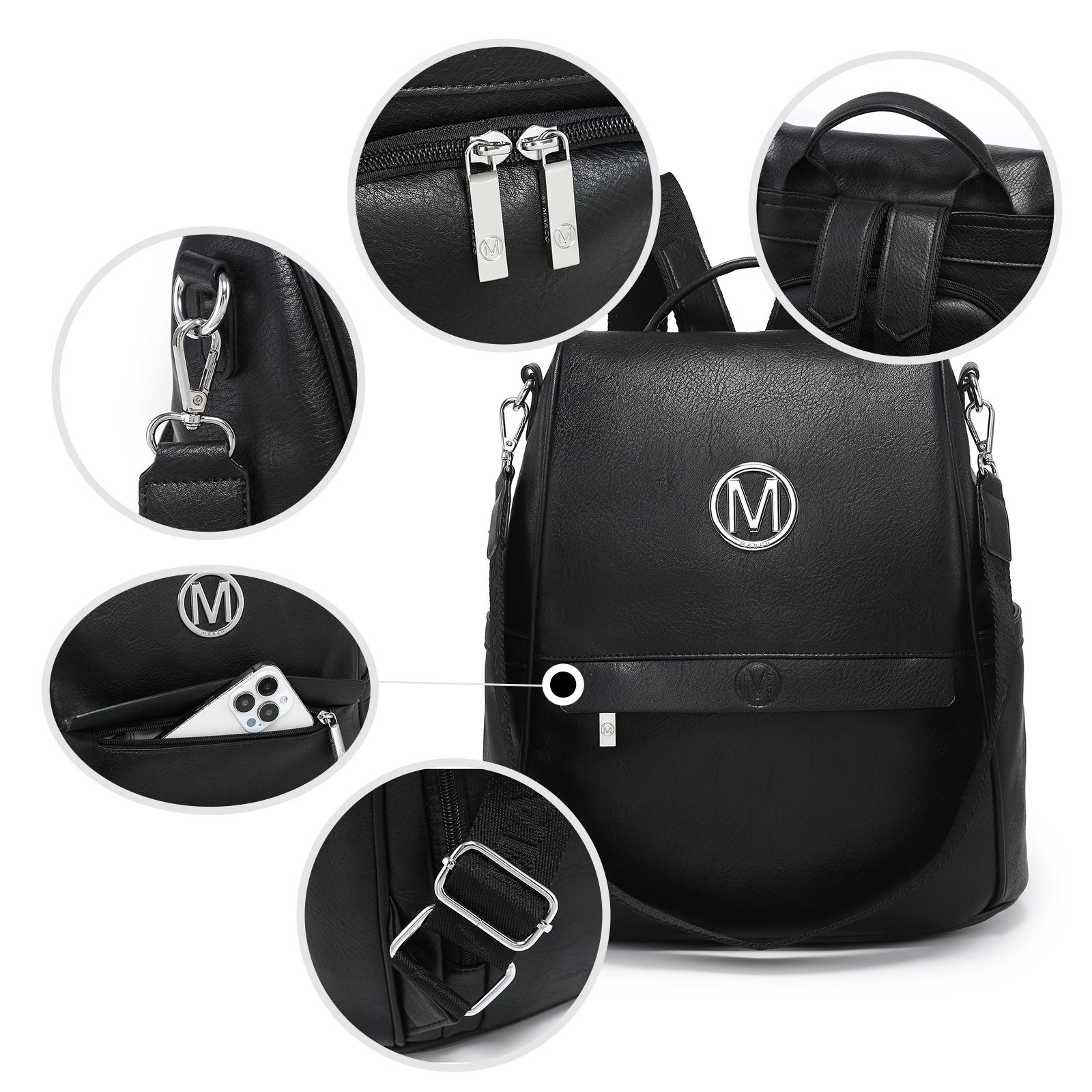 XL-M-8986 BK/BK Fashion Backpack 2 N 1