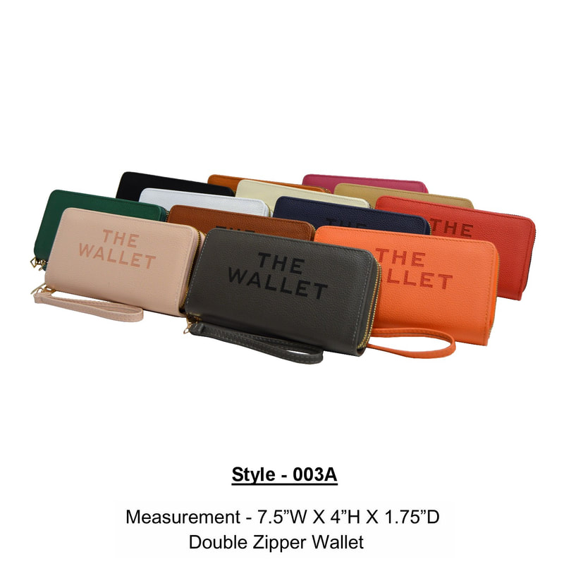 003A-ASST The Wallet Double Zippers Wallet 12pcs