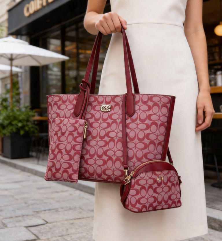 ZW-31550 BD/BD 3-in-1 Oval Monogram Handbag / Crossbody Wallet Set