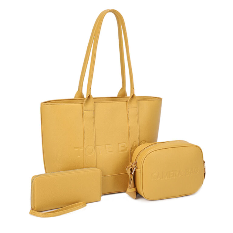 UM-31518 MD TEXTURED TOTE BAG W CROSSBODY AND WALLET SET(3 N 1)