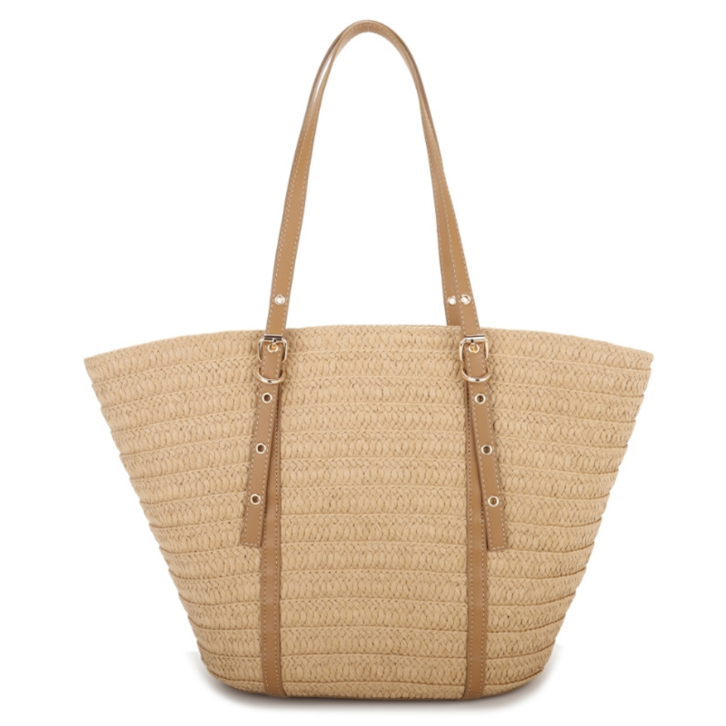 T3839 BR Fashion Straw Tote Bag