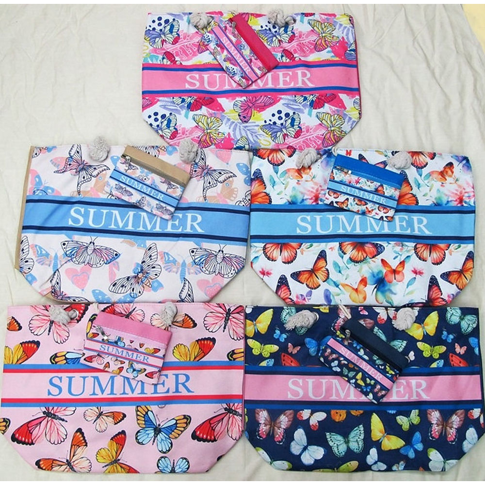 HB8831-BT AAST Butterfly Pattern Beach Bag(3PCS)