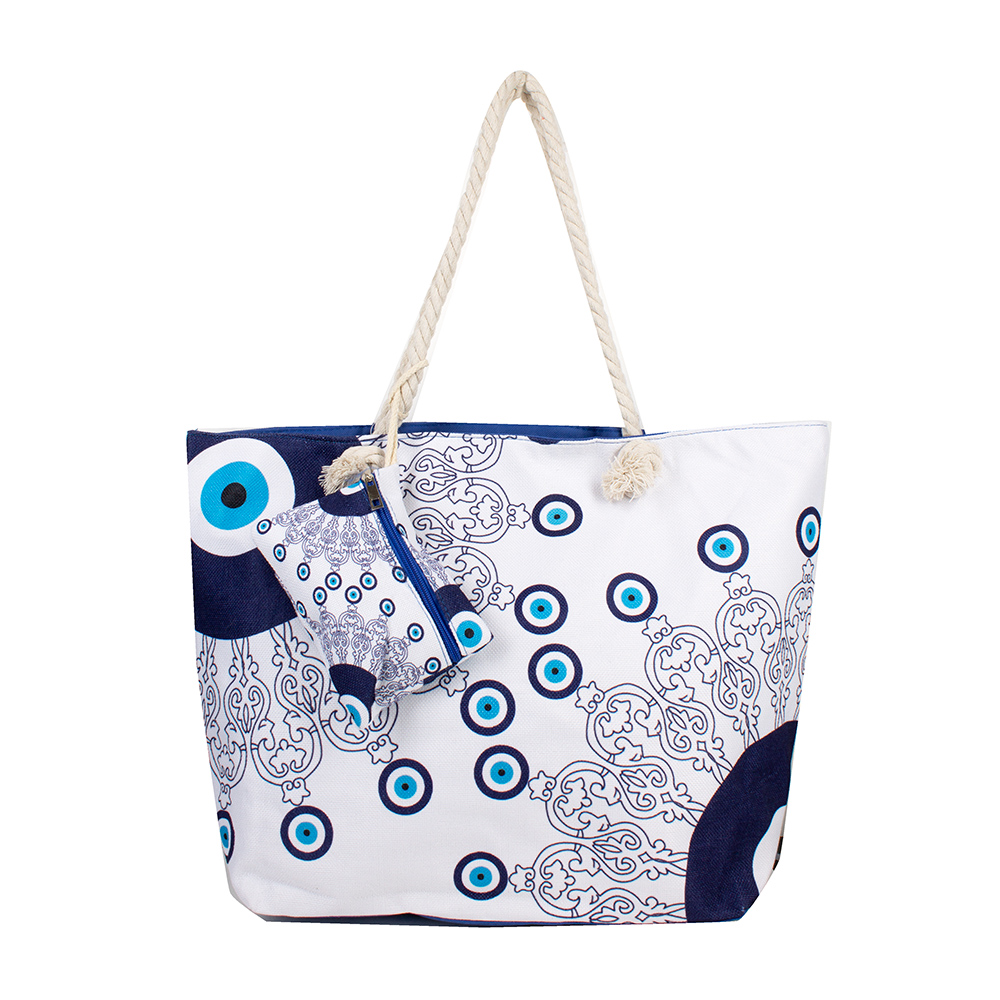 HB8828-2 Evil Eye Canvas Tote Bag