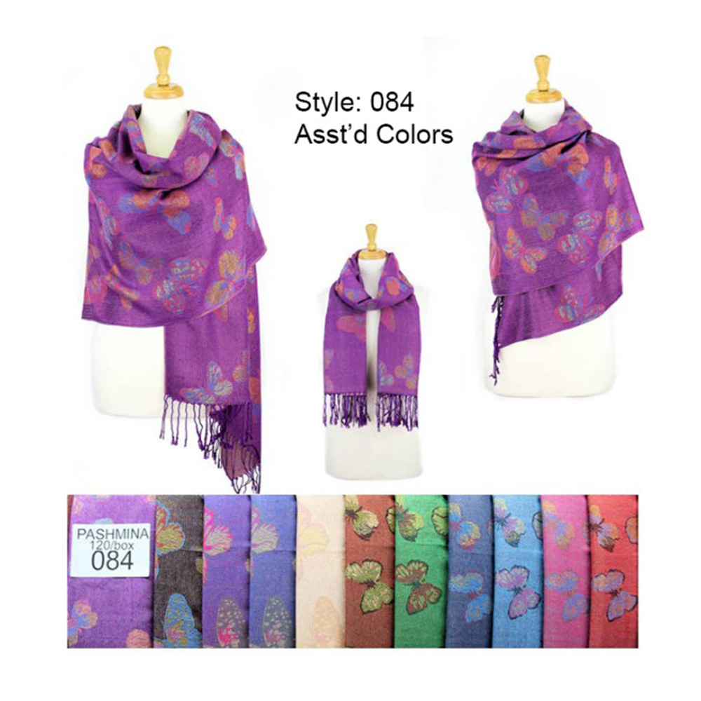 JC084 Butterfly Pattern Pashmina Scarf ASST (3pcs)