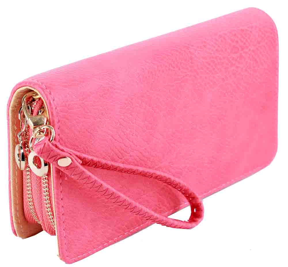 5678-BK Fashion Double Zippers Wallets