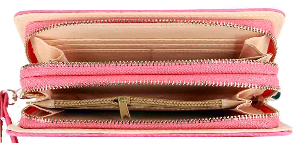 5678-BK Fashion Double Zippers Wallets