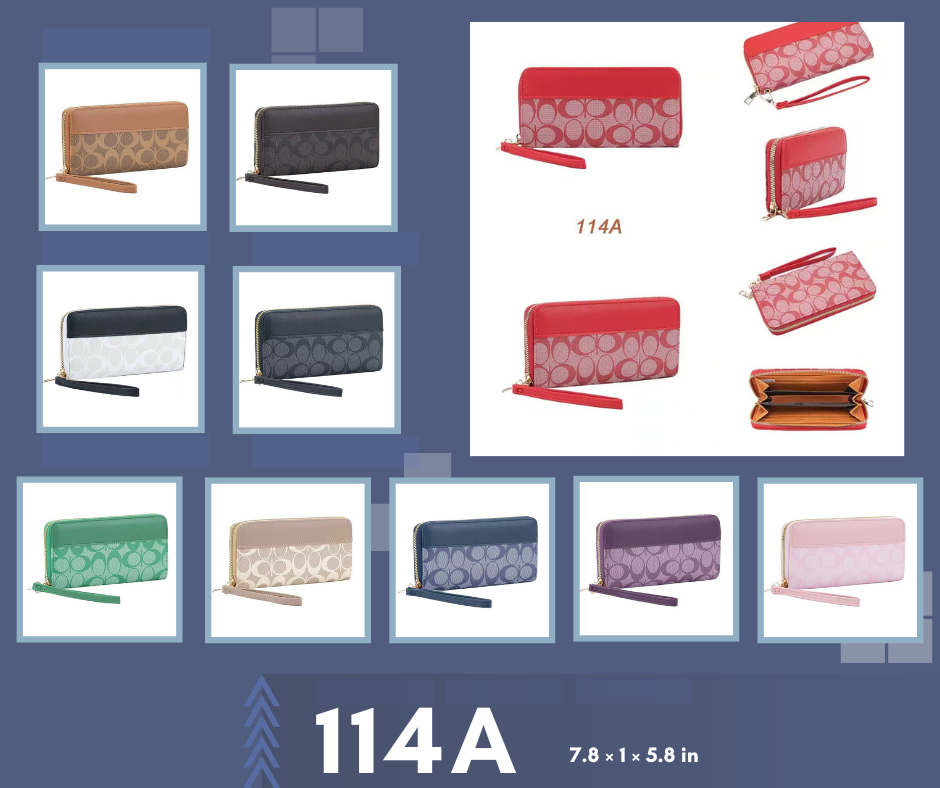 114A-ASST Fashion Single Zipper Wallet 12pcs