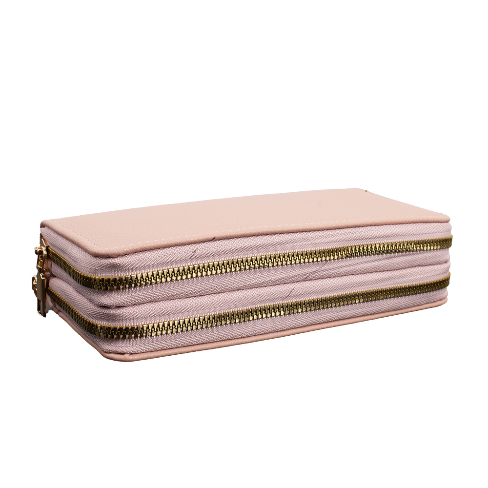 003-PK Double Zippers Long Wallet