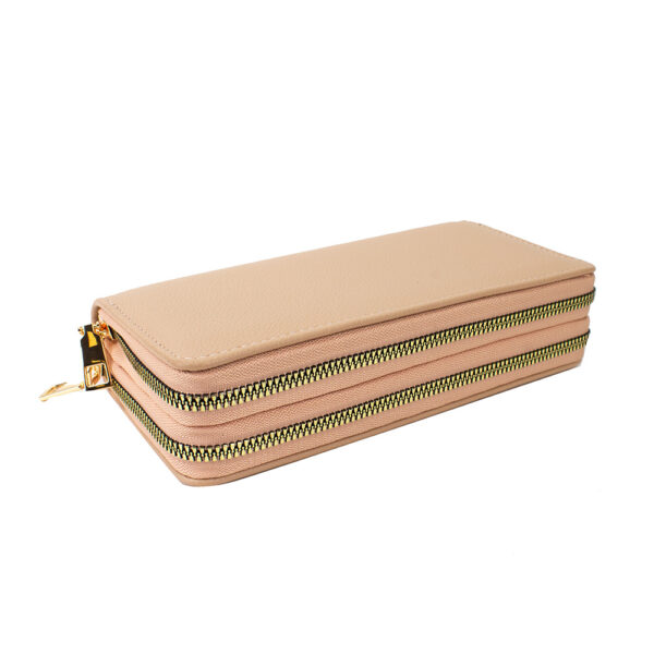 003-KH Double Zippers Long Wallet
