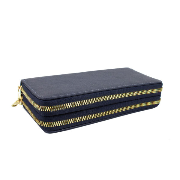003-NV Double Zippers Long Wallet