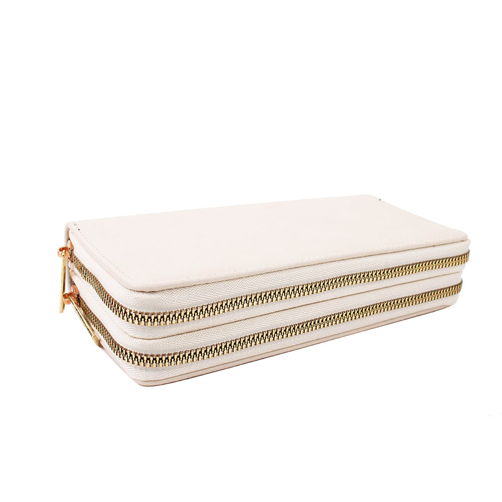 003-BG Double Zippers Long Wallet