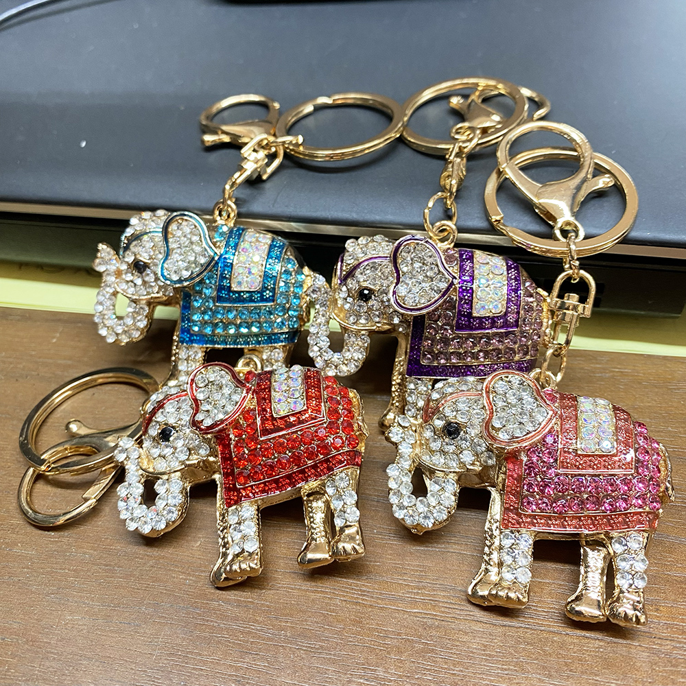 CJ0382 ASST Elephant Rhinestone Keychain(6pcs)