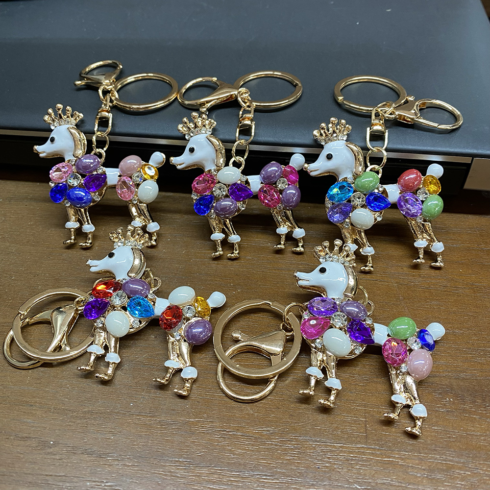 LZ-010 ASST Dog Rhinestones Key Chain (3 pics)