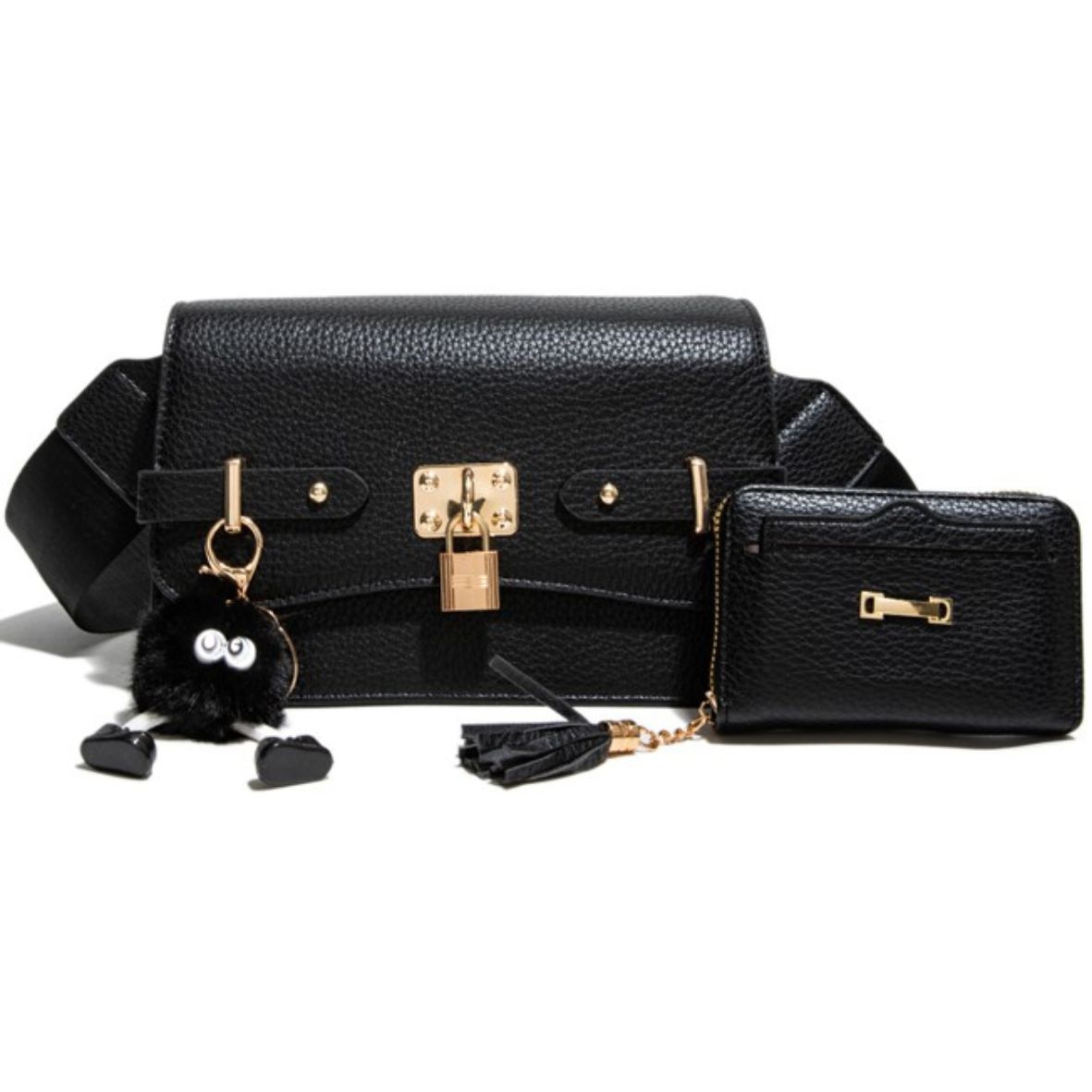 JZ25527-M2-BK 2in1 Crossbody Bag with Wallet Set
