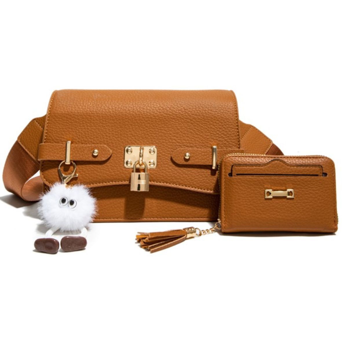 JZ25527-M2-BR 2in1 Crossbody Bag with Wallet Set