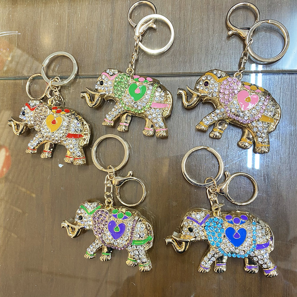JX-1885-126 ASST Elephant Rhinestone Keychain(6pcs)