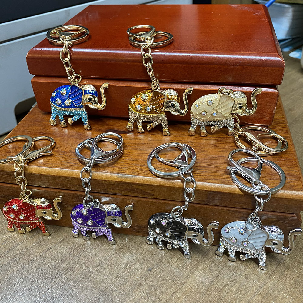 RKC-0509R6-GS ASST Elephant Rhinestones Keychain (12PCS)