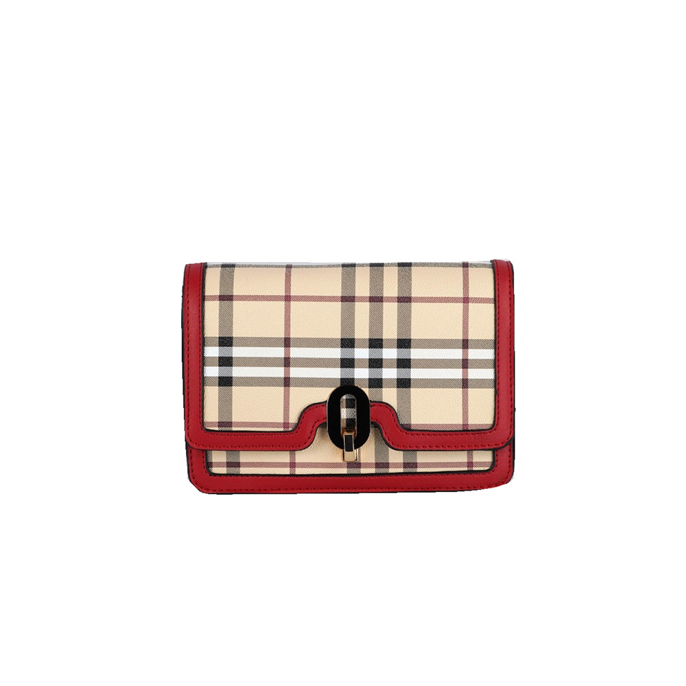 196-A-RD Plaid Pattern Crossbody Bag