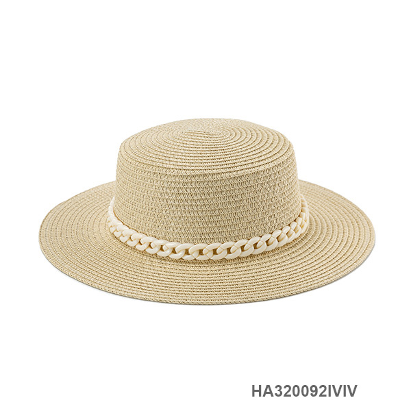 HA320092 IV Western Plastic Chain Straw Boater Hat