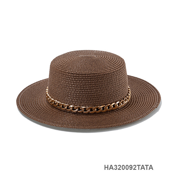 HA320092 TA Western Plastic Chain Straw Boater Hat