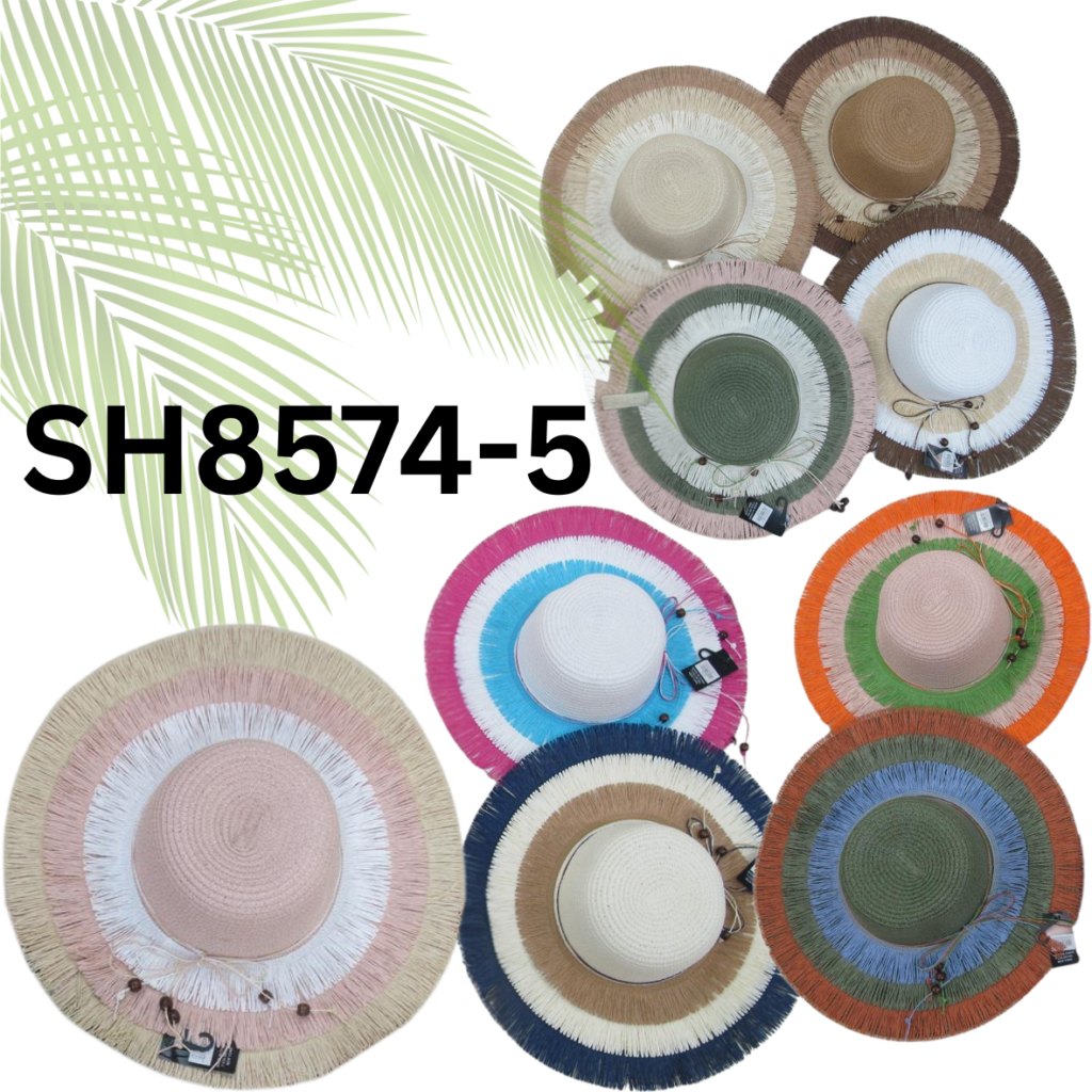 SH8574-5 ASST Straw Hat / Fringe (3PCS)