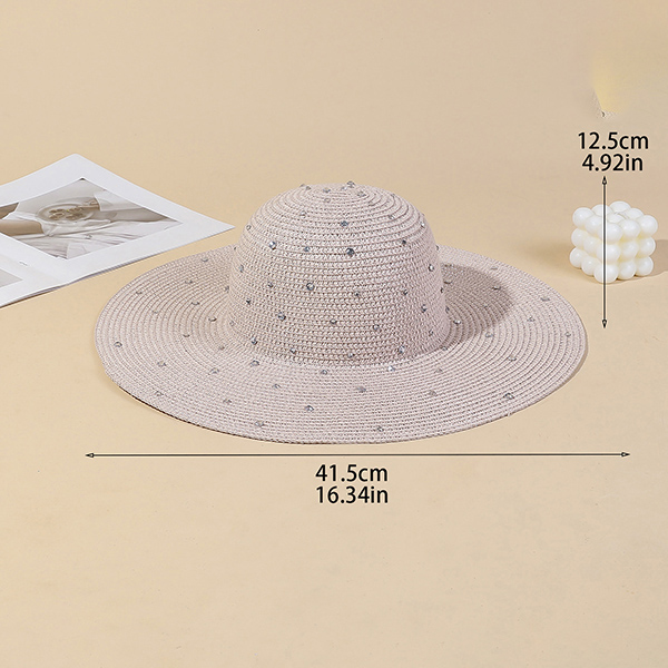HA780026 LR Rhinestones Soft Straw Hat