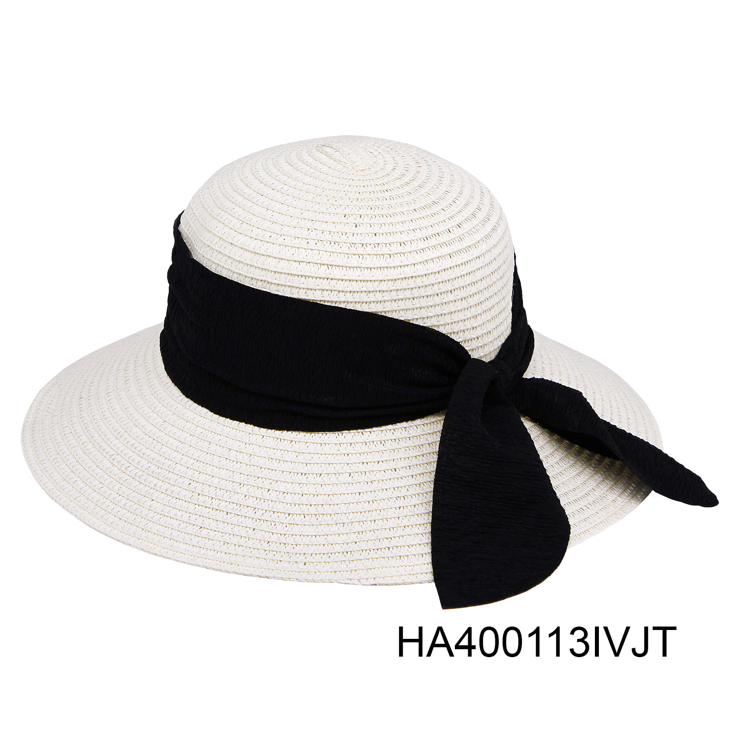 HA400113 IV/JT Straw Hat Fashion Foldable Big Bow Beach Sun Hat