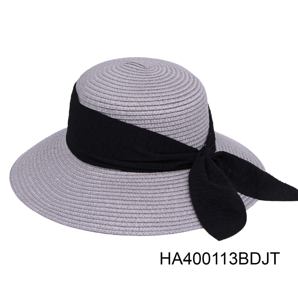 HA400113 BD/JT Straw Hat Fashion Foldable Big Bow Beach Sun Hat